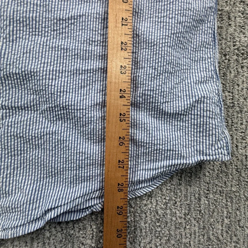 Ralph Lauren Button Down Shirt Mens M Blue Seersucker Striped Short Sleeve Pony - Picture 6 of 6
